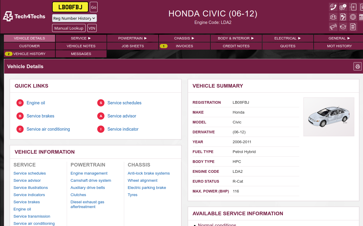 Tech4Techs new Autodata-powered interface